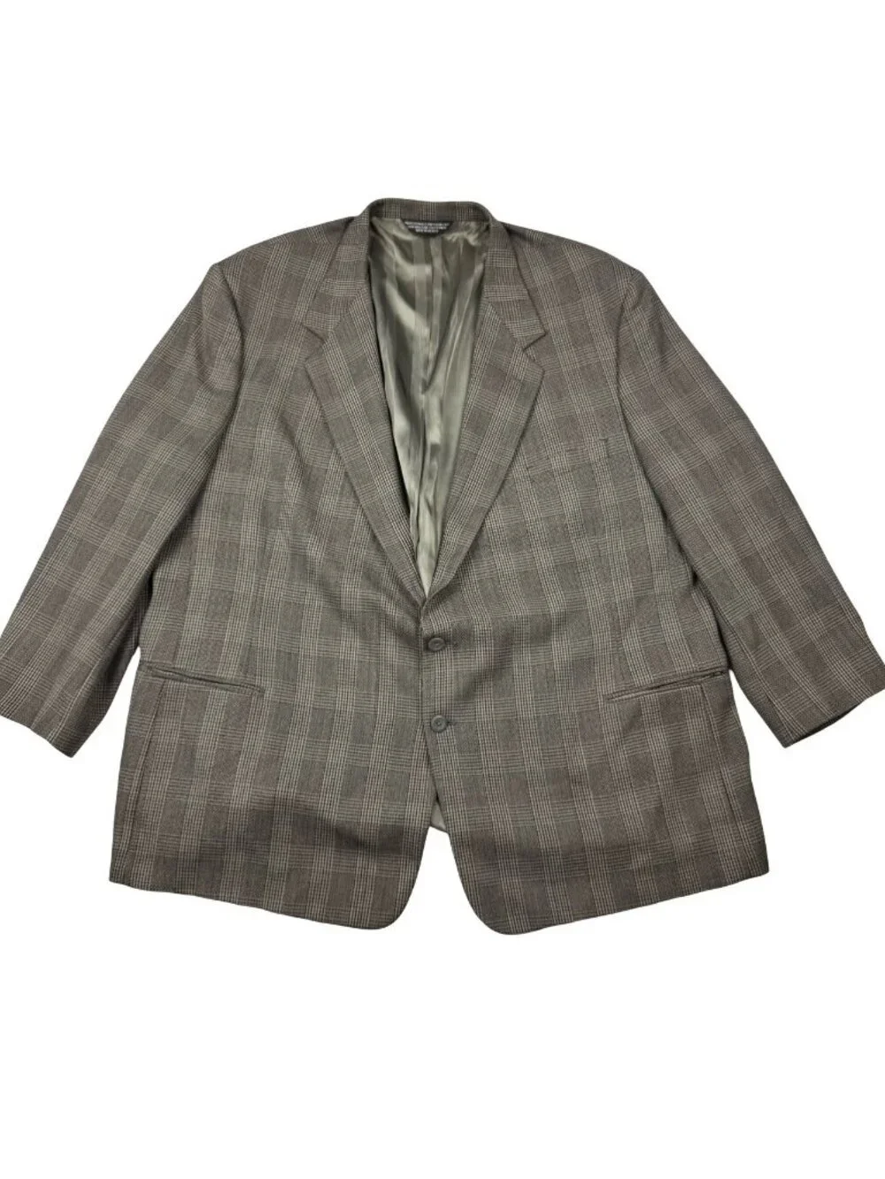 Pierre Cardin Men’s Wool 2-Button Blazer Gray Plaid Herrringbone • 56R